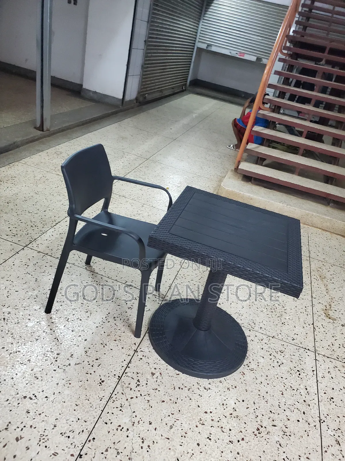 Patio Dining Table and Chair Black