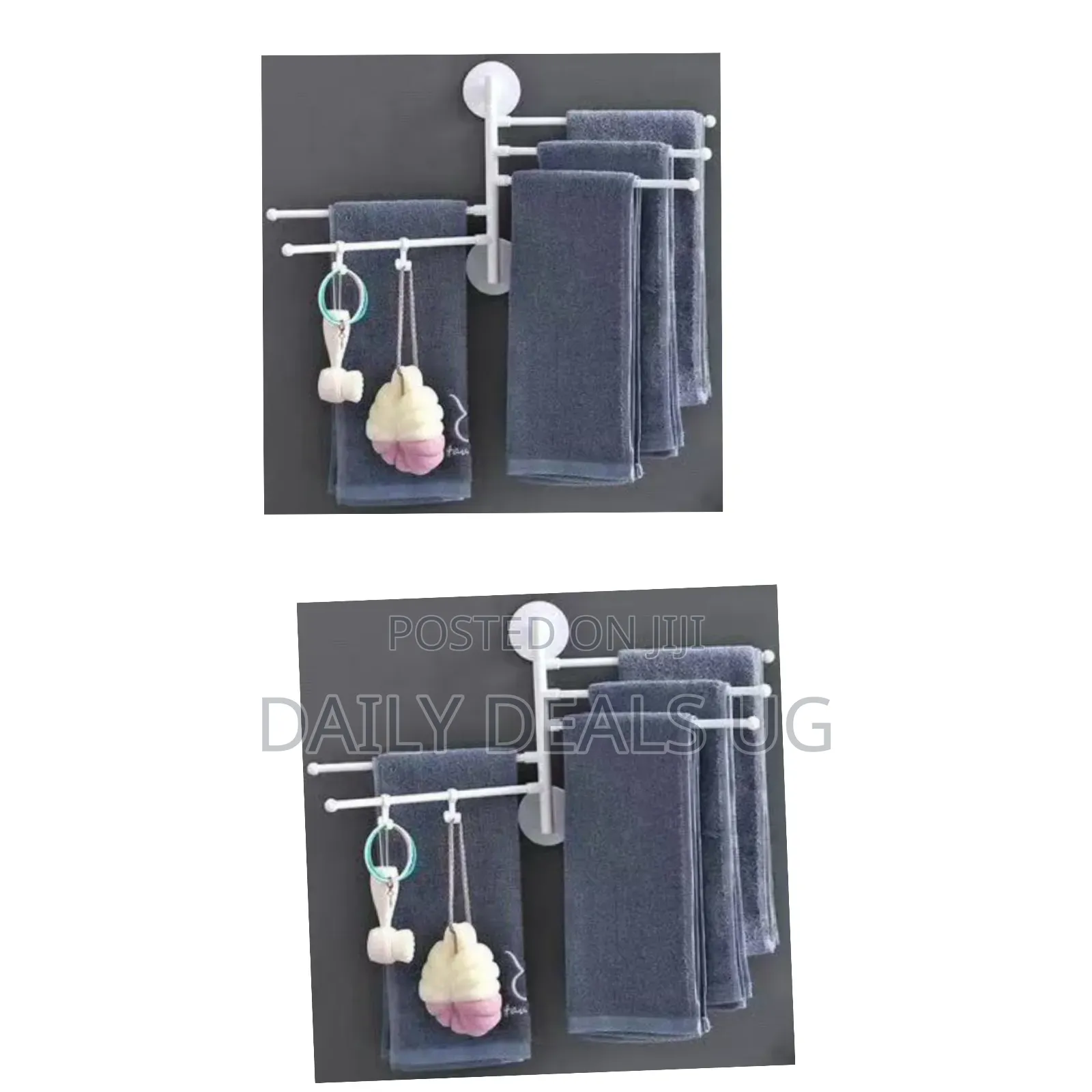Wall Mount Bath Towel Holder Swing Out Rack 5-Bar Folding Hanger Stand