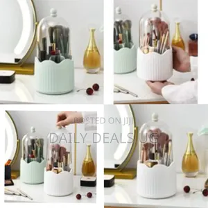 Rotating Compartment Makeup Brushes Holder, Dustproof Cosmetic Storage