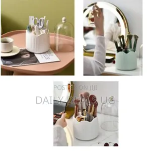 Rotating Compartment Makeup Brushes Holder, Dustproof Cosmetic Storage