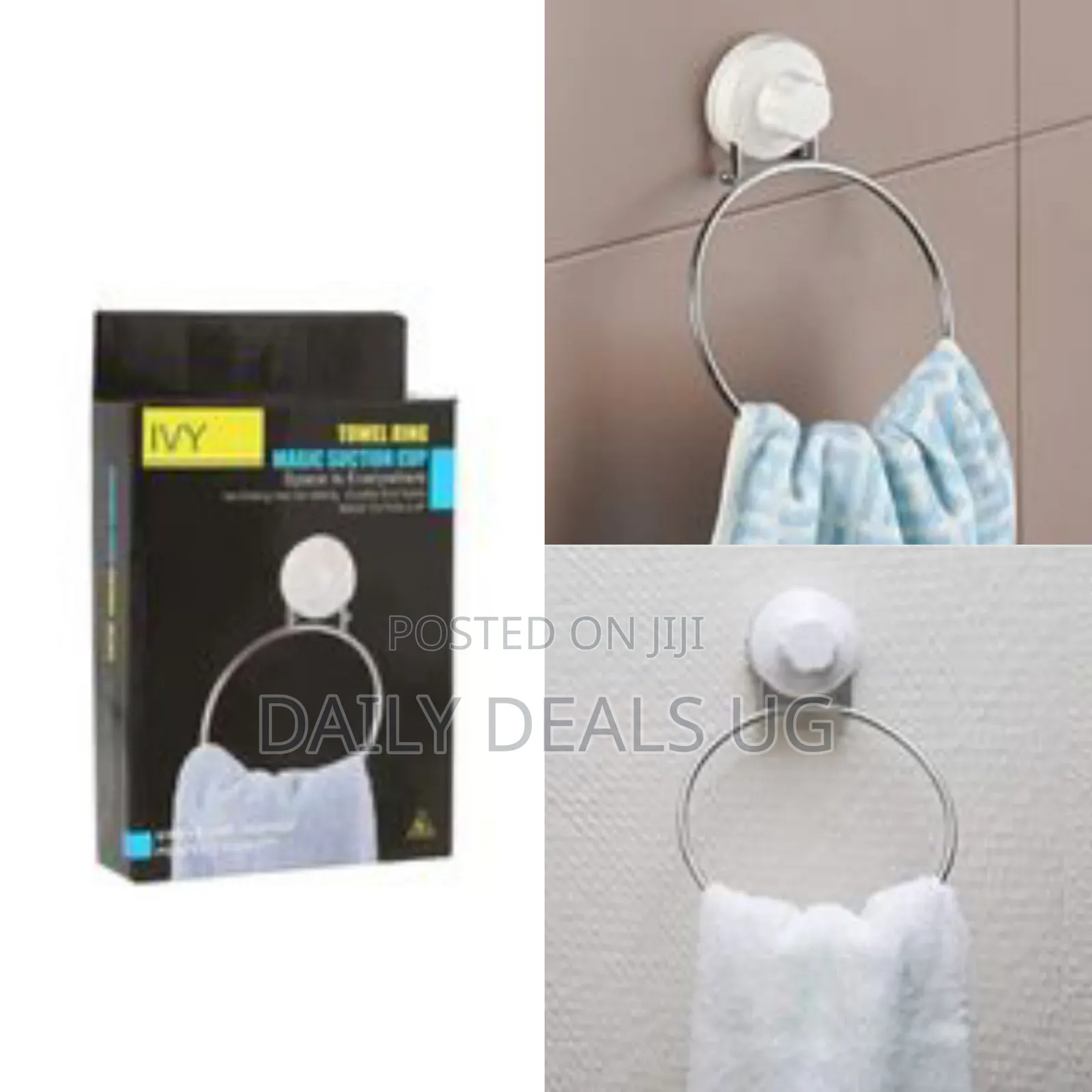 Towel Ring/Towel Rack Hanger With Magic Suction Cup, White