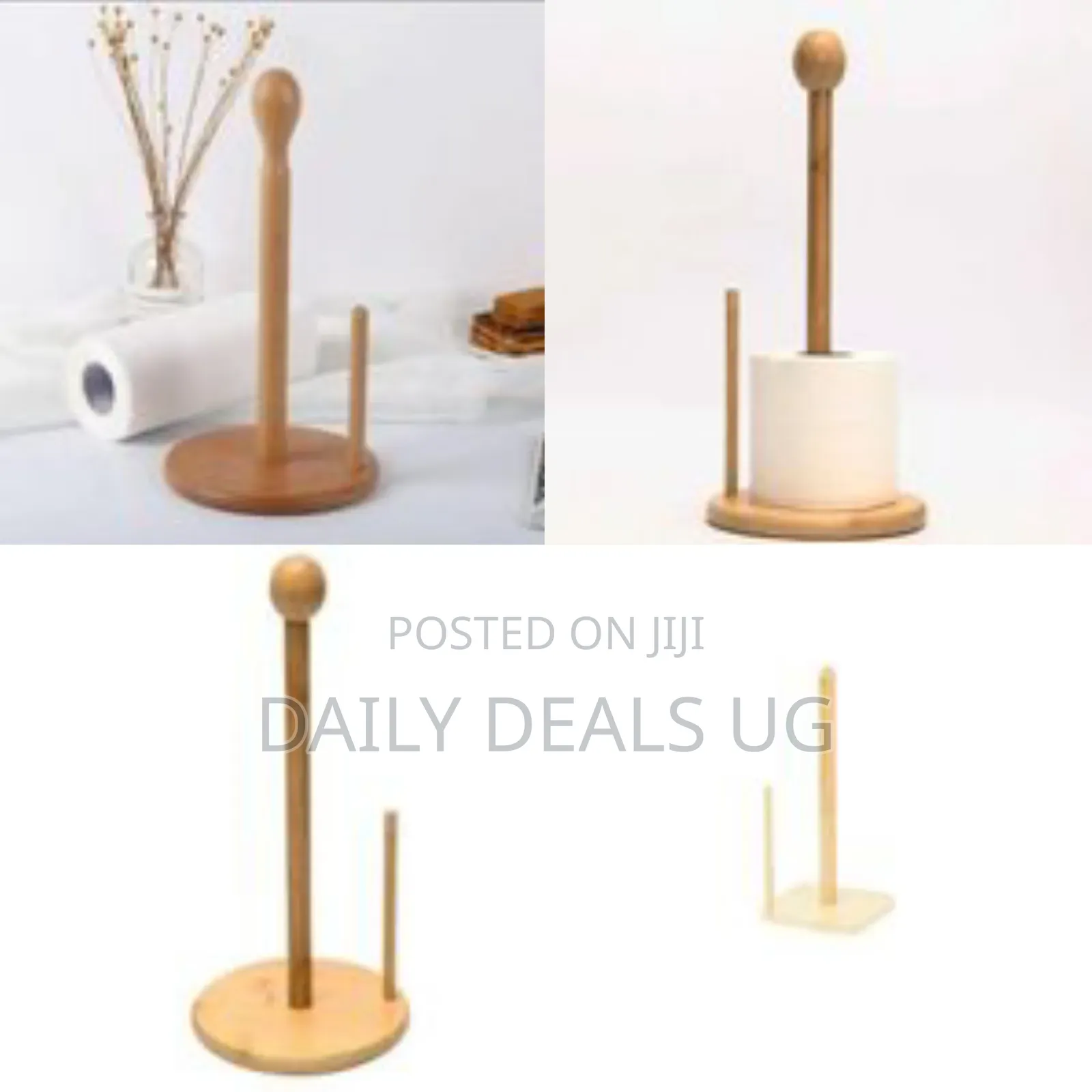 Bamboo Toilet Paper Holder Standing Roll Tissue Storage Stand- Brown