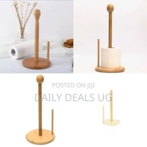 Bamboo Toilet Paper Holder Standing Roll Tissue Storage Stand- Brown