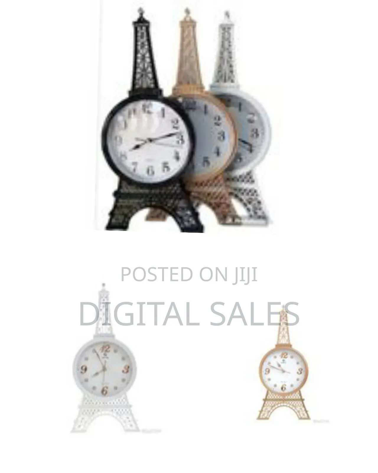 Stainless Steel Wall Clock Eiffel Tower Exterior Mouldable Design
