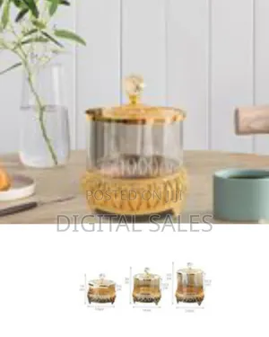 20*14cm Fityle Glass Candy Jar With Lid Sugar Bowl Holder Decoration
