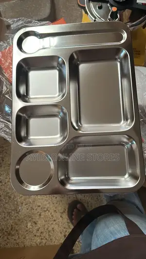 6pc Stainless Steel Partioned Tray Platter for Serving Food