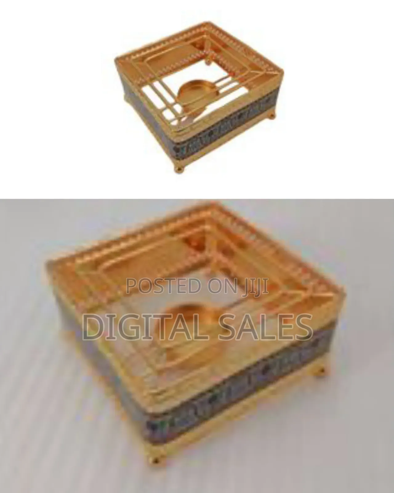 Large Square Décor Modern Metal Candle Holder - Gold