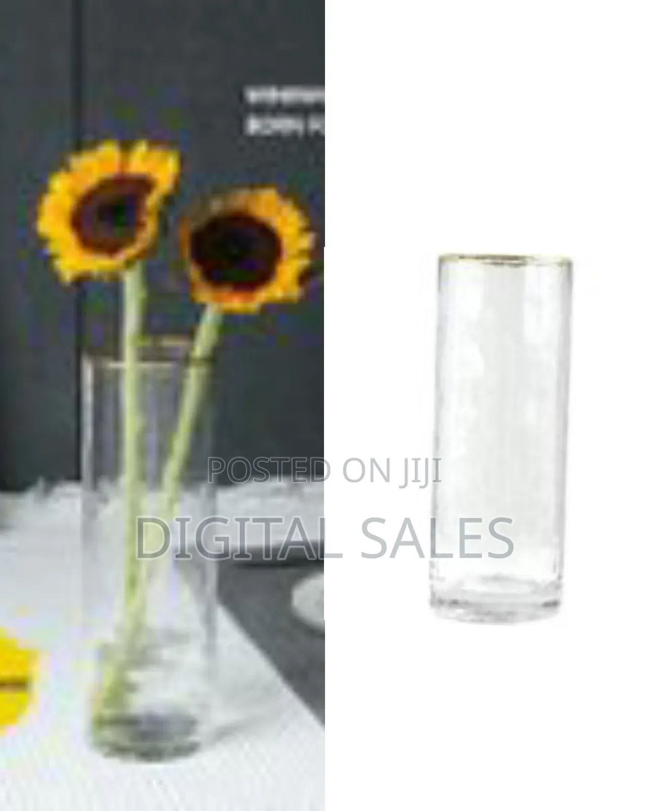 Table Cylindrical Vase, Transparent Luxury Vase With Phnom Rim