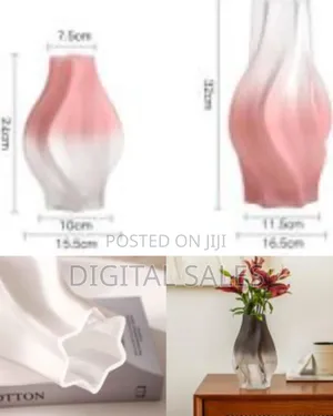 Modern Art Twists Ceramic Flower Vase, Irregular Shaped Clear Glass