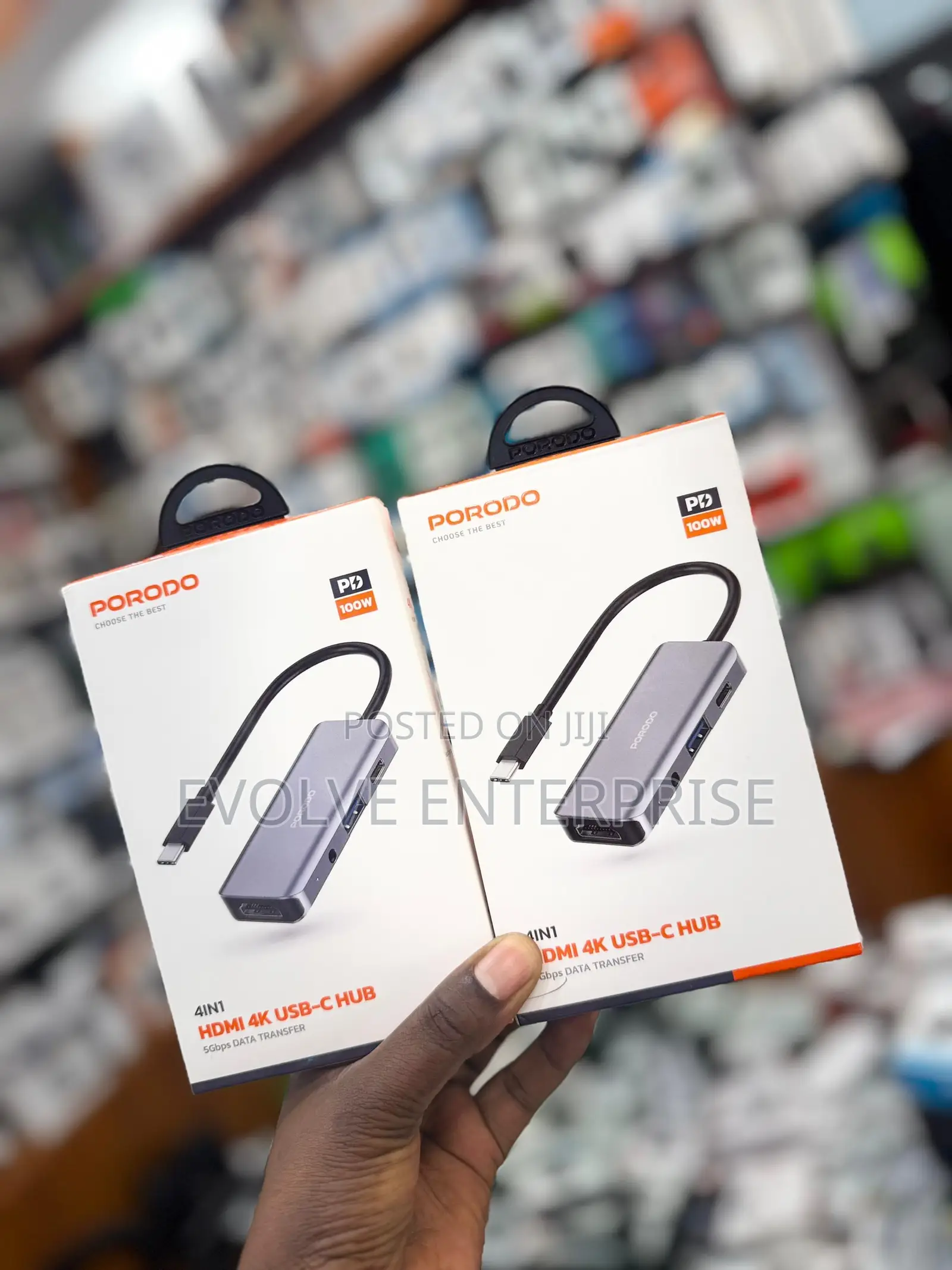 Porodo 4in1 Usb-C Hub Type-C Pd 100w Hdmi Usb 3.5mm Aux - Grey