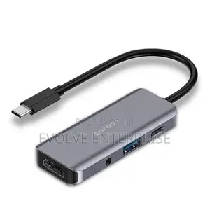 Porodo 4in1 Usb-C Hub Type-C Pd 100w Hdmi Usb 3.5mm Aux - Grey