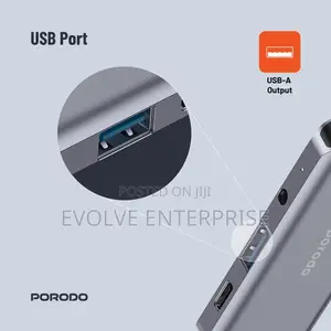 Porodo 4in1 Usb-C Hub Type-C Pd 100w Hdmi Usb 3.5mm Aux - Grey