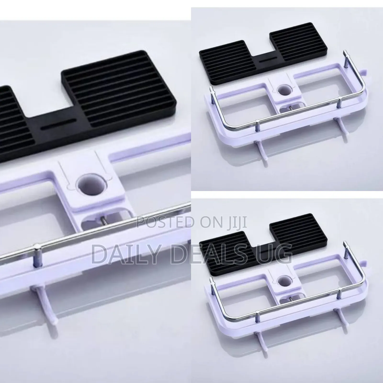 Wall Mounted Soap Dish Box for Kitchen Bathroom With Hooks - Black