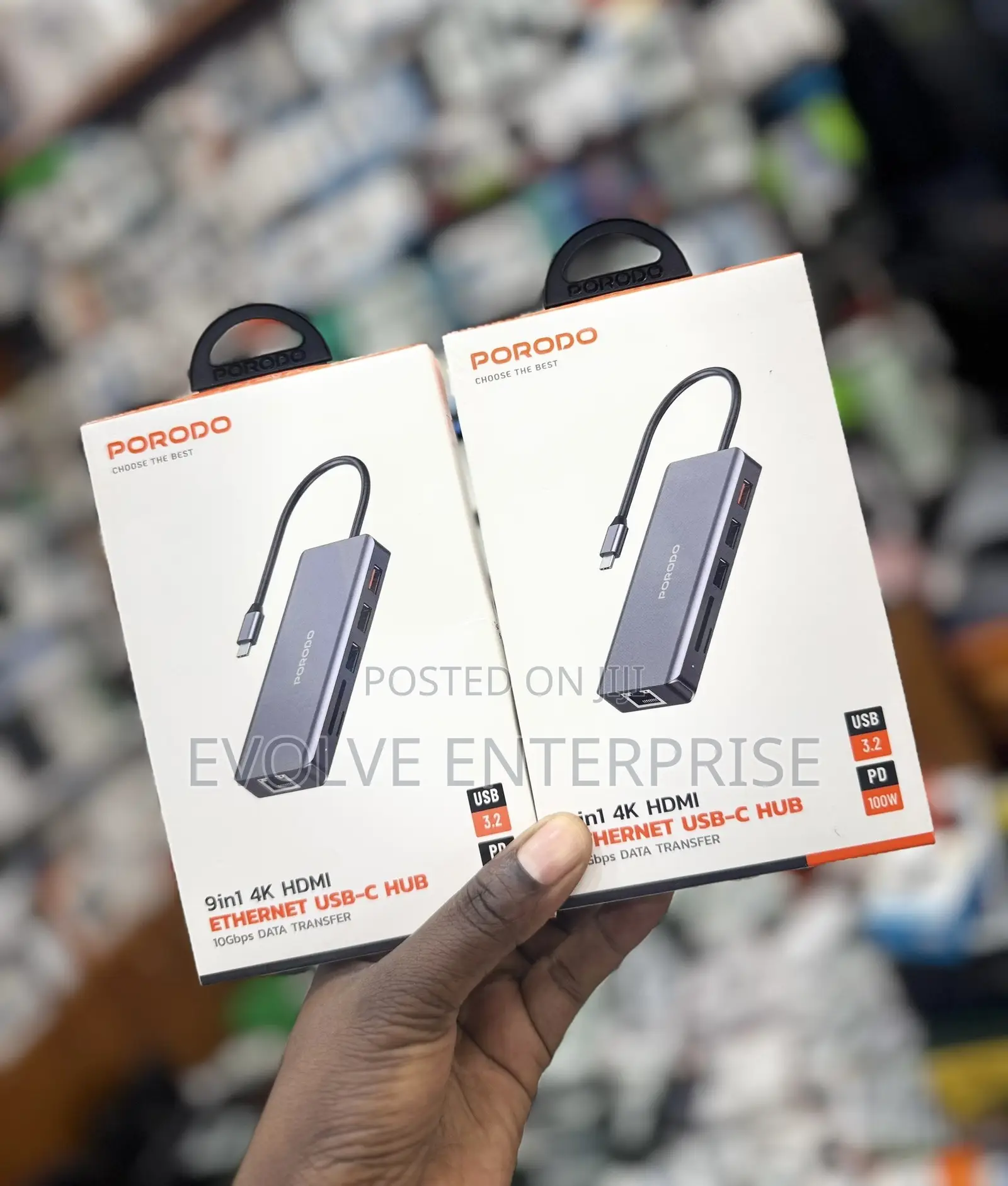 Porodo 9in1 Usb-C Hub Type-C Pd 100w Hdmi Usb Sd Card 3.5mm Aux - Gray