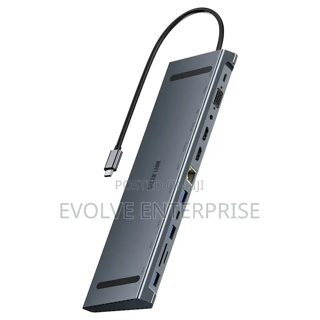 Green Lion 12-in-1 Hdmi Ethernet Usb-C Hub - Gray