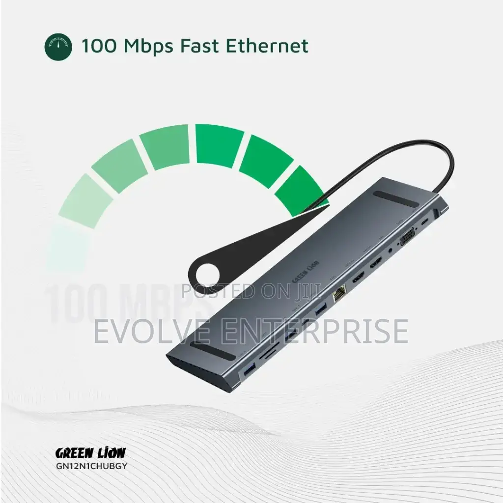 Green Lion 12-in-1 Hdmi Ethernet Usb-C Hub - Gray