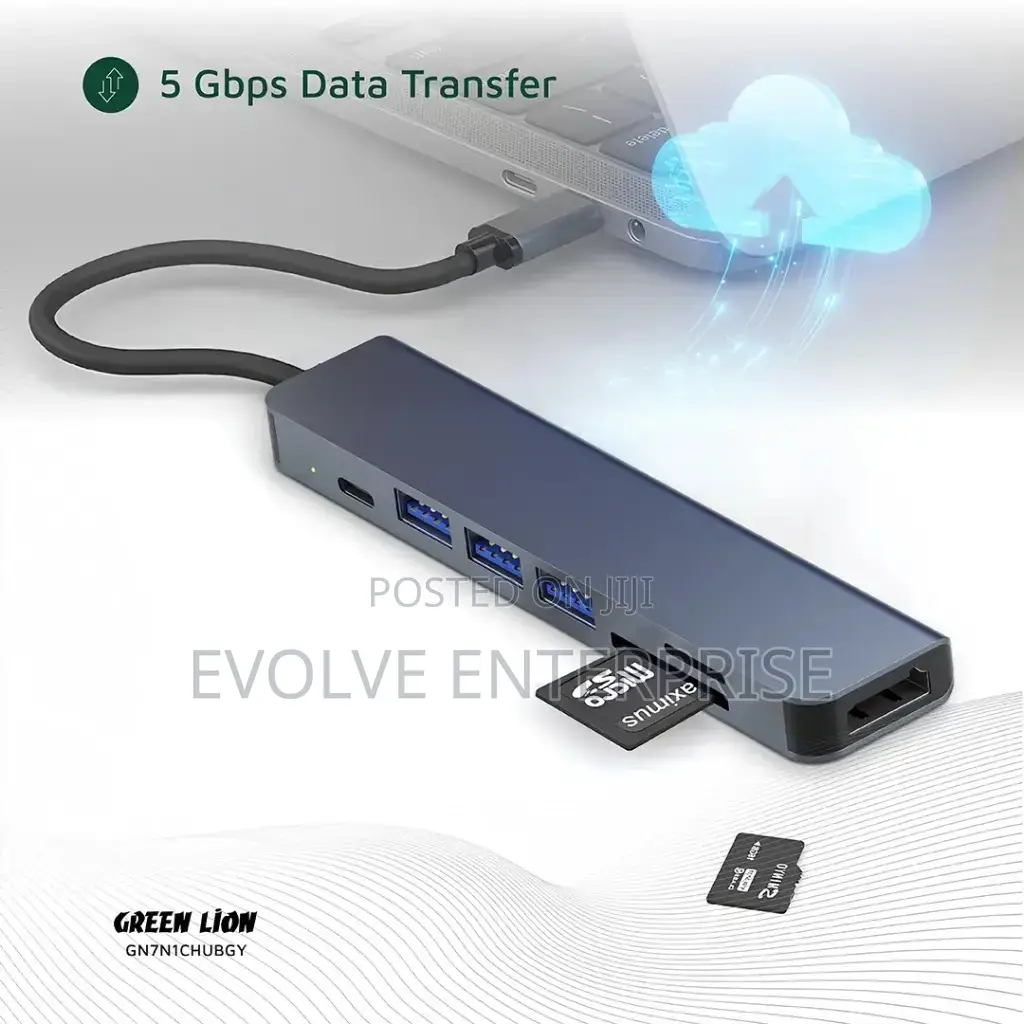 Green Lion 7-in-1 Usb-C Hub - Gray