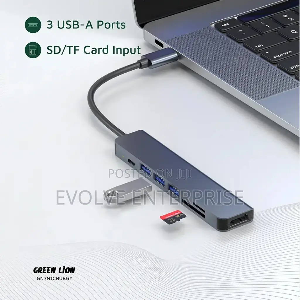 Green Lion 7-in-1 Usb-C Hub - Gray