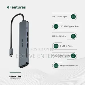 Green Lion 7-in-1 Usb-C Hub - Gray