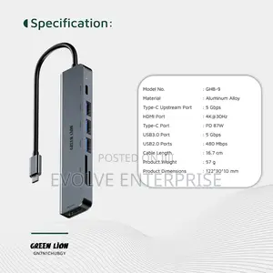 Green Lion 7-in-1 Usb-C Hub - Gray