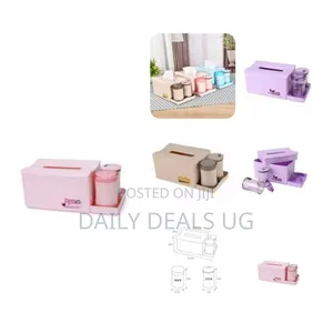Tissue Box With Cotton Swab Toothpick Can Holder - Multicolor