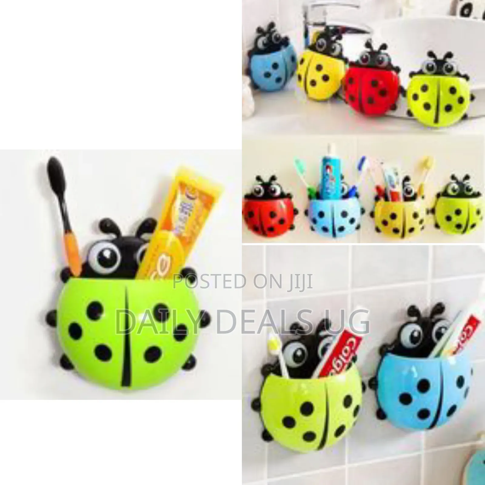 Ladybird Wall Mount Toothbrush Holder Storage Organizer Rack-Green