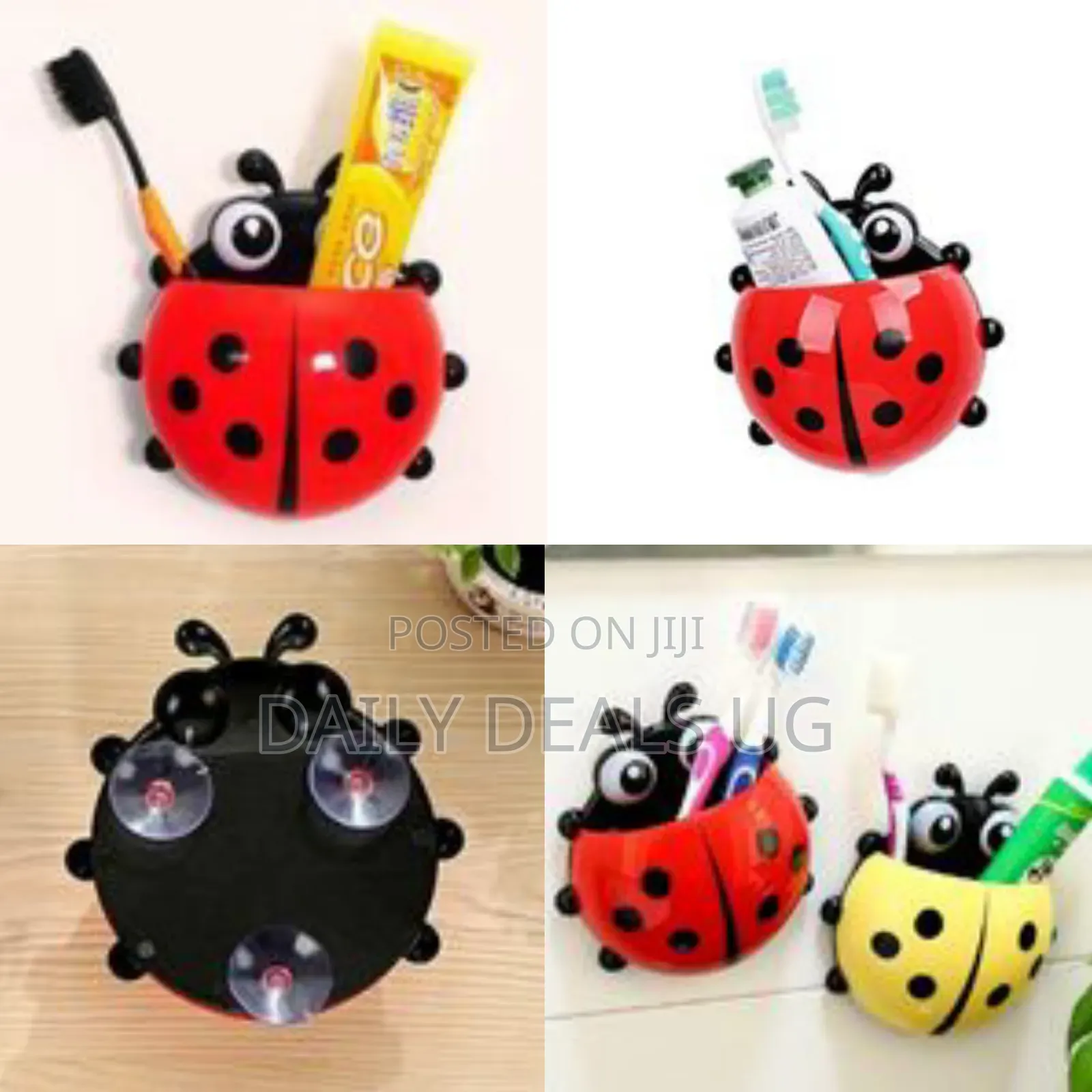 Ladybird Wall Mount Toothbrush Holder Storage Organizer Rack-Red