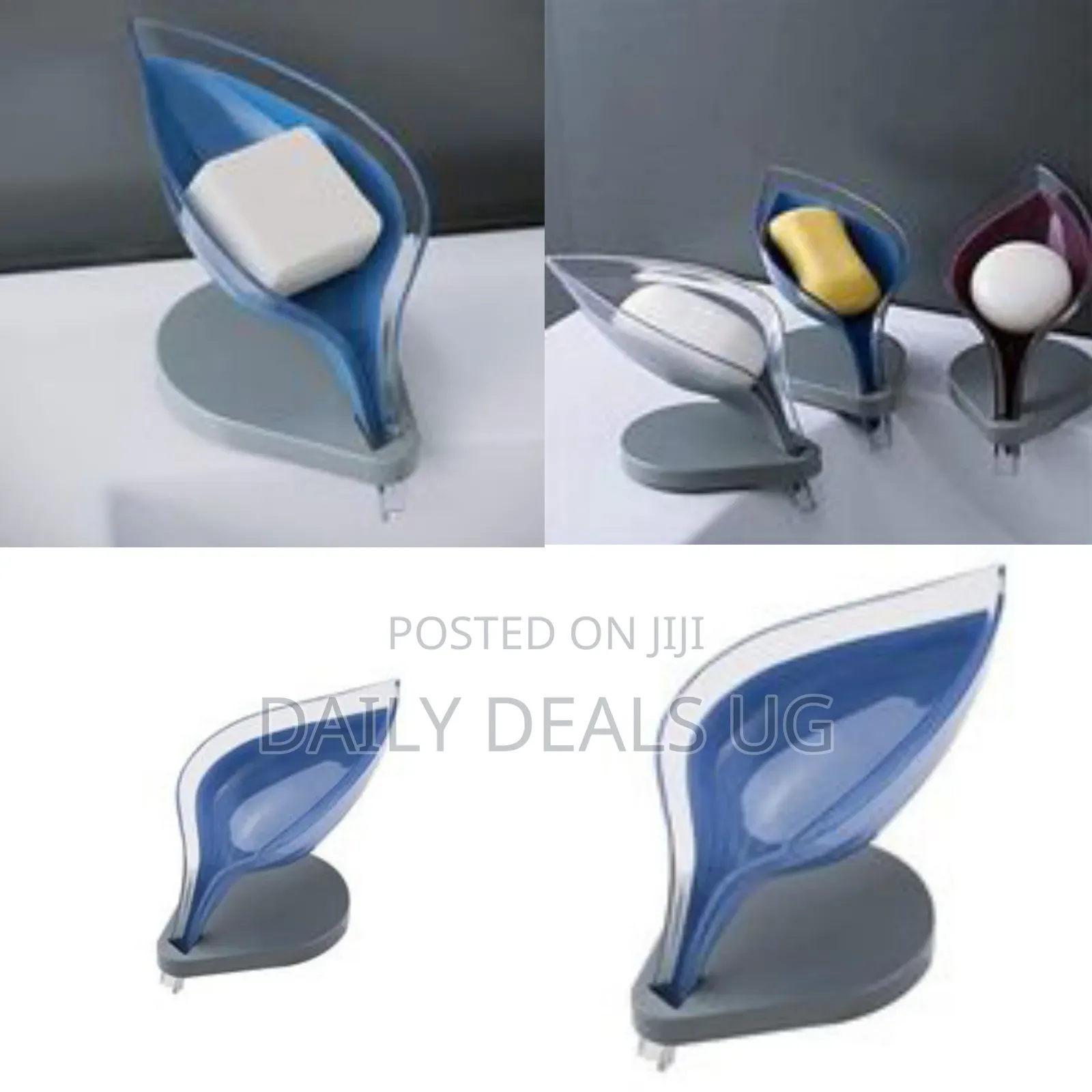 Leaf Shape Soap Dish Box-Self Draining Soap Holder,Blue