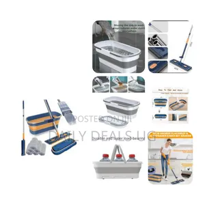 Portable Collapsible 360° Swivel Wring Function Microfibre Flat Mop