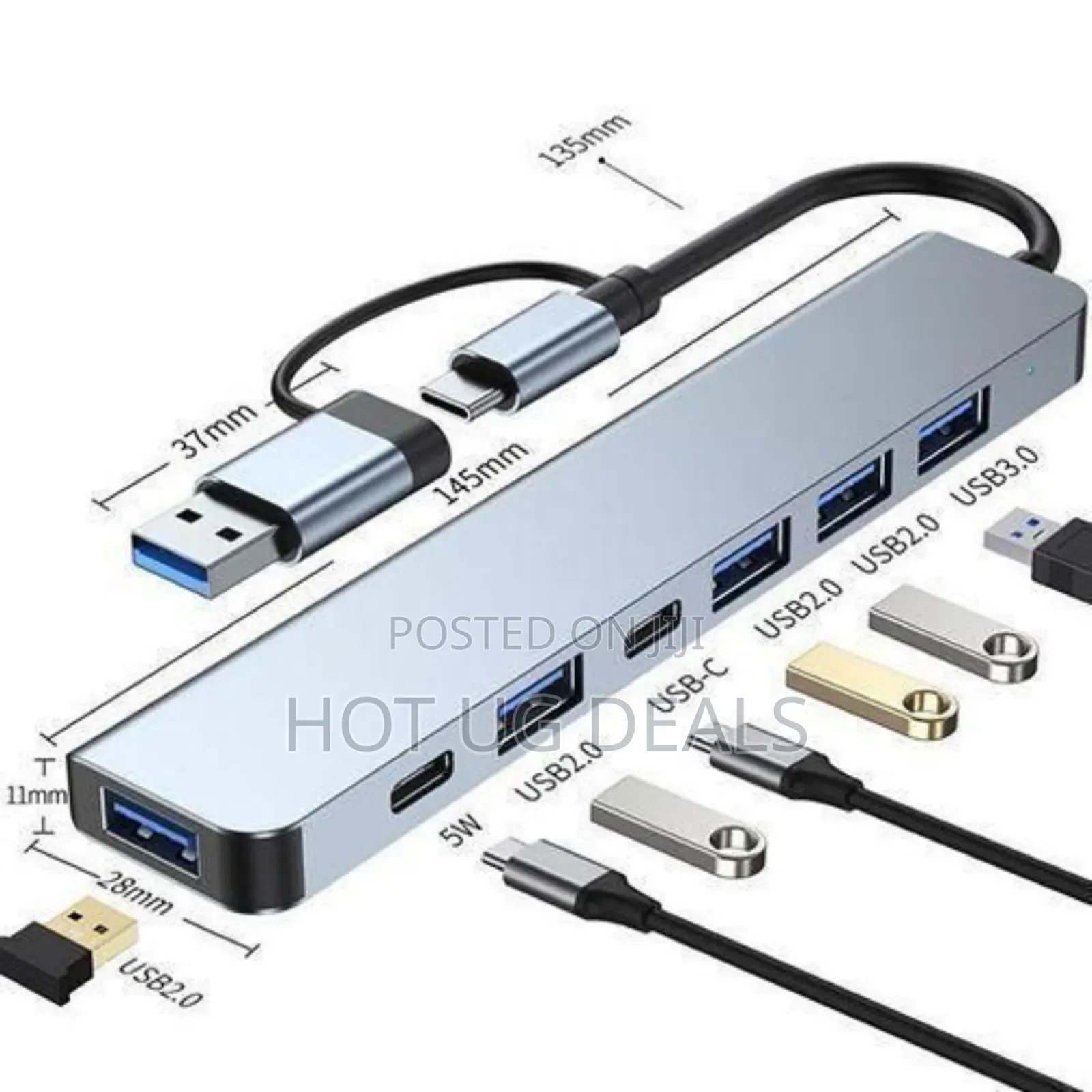 7 In 1 Multi Ports Usb Type C Hub Splitter Adapter Extension Dock
