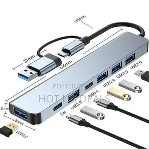 7 In 1 Multi Ports Usb Type C Hub Splitter Adapter Extension Dock