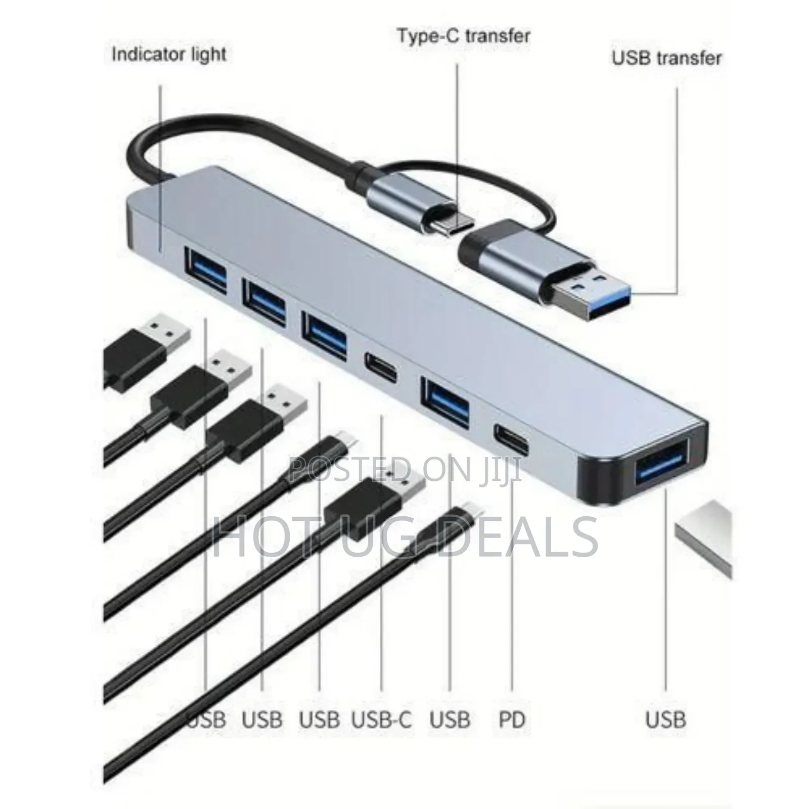 7 In 1 Multi Ports Usb Type C Hub Splitter Adapter Extension Dock