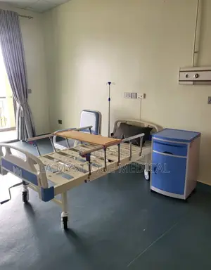 Patient Bed With a Bedside Locker and a Care Taker’S Chair