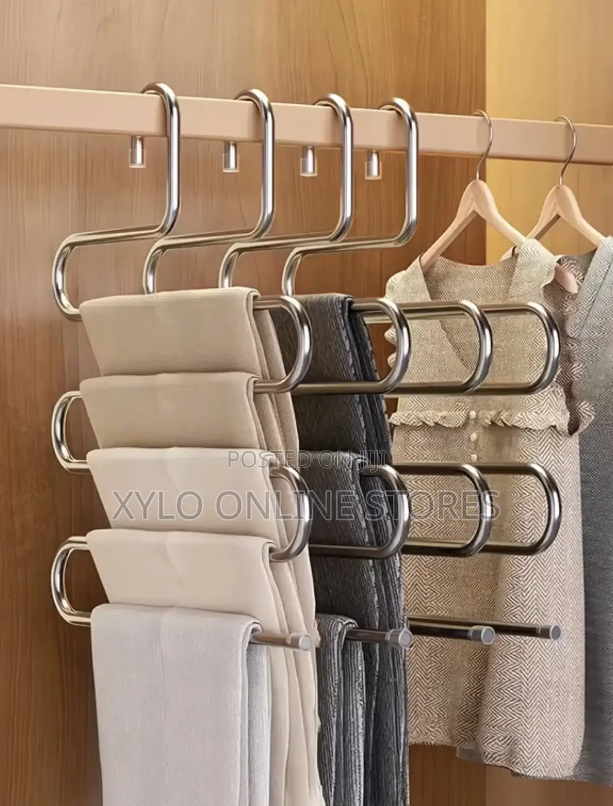 A Piece Of Multi Layer S- Shape Stainless Steel Pants Hanger