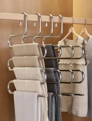 A Piece Of Multi Layer S- Shape Stainless Steel Pants Hanger