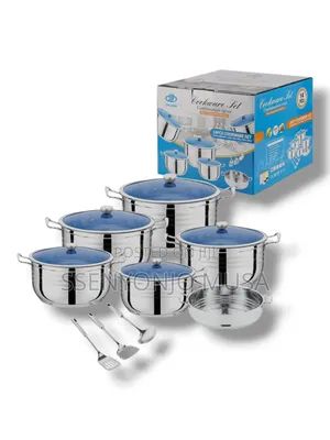 14-Piece Stainless Steel Kitchen Pot Set With Glass Lid