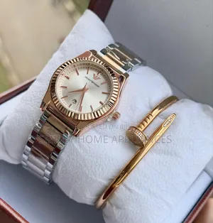 Empori Armani Women's Silver Rose Gold Wrist Analog Time Piece