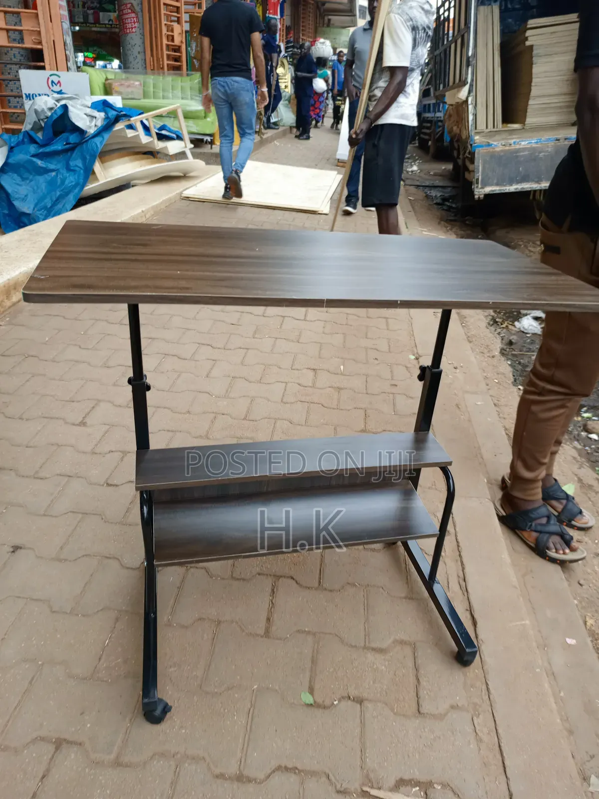 Adjustable, Mobile Laptop Table With Shelves