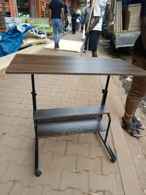 Adjustable, Mobile Laptop Table With Shelves