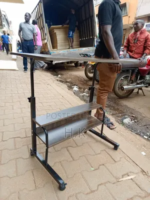 Adjustable, Mobile Laptop Table With Shelves