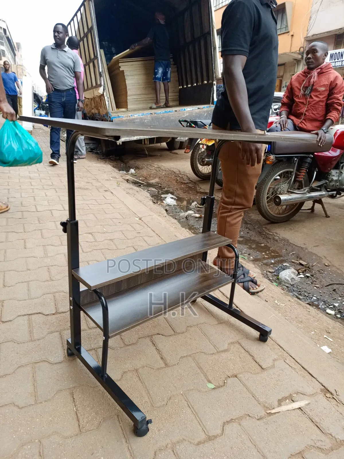 Adjustable, Mobile Laptop Table With Shelves