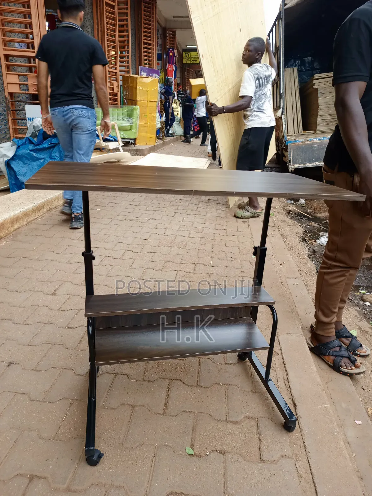 Adjustable, Mobile Laptop Table With Shelves