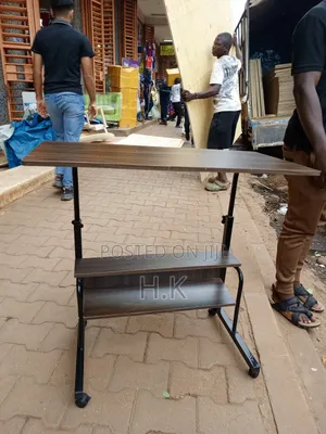 Adjustable, Mobile Laptop Table With Shelves