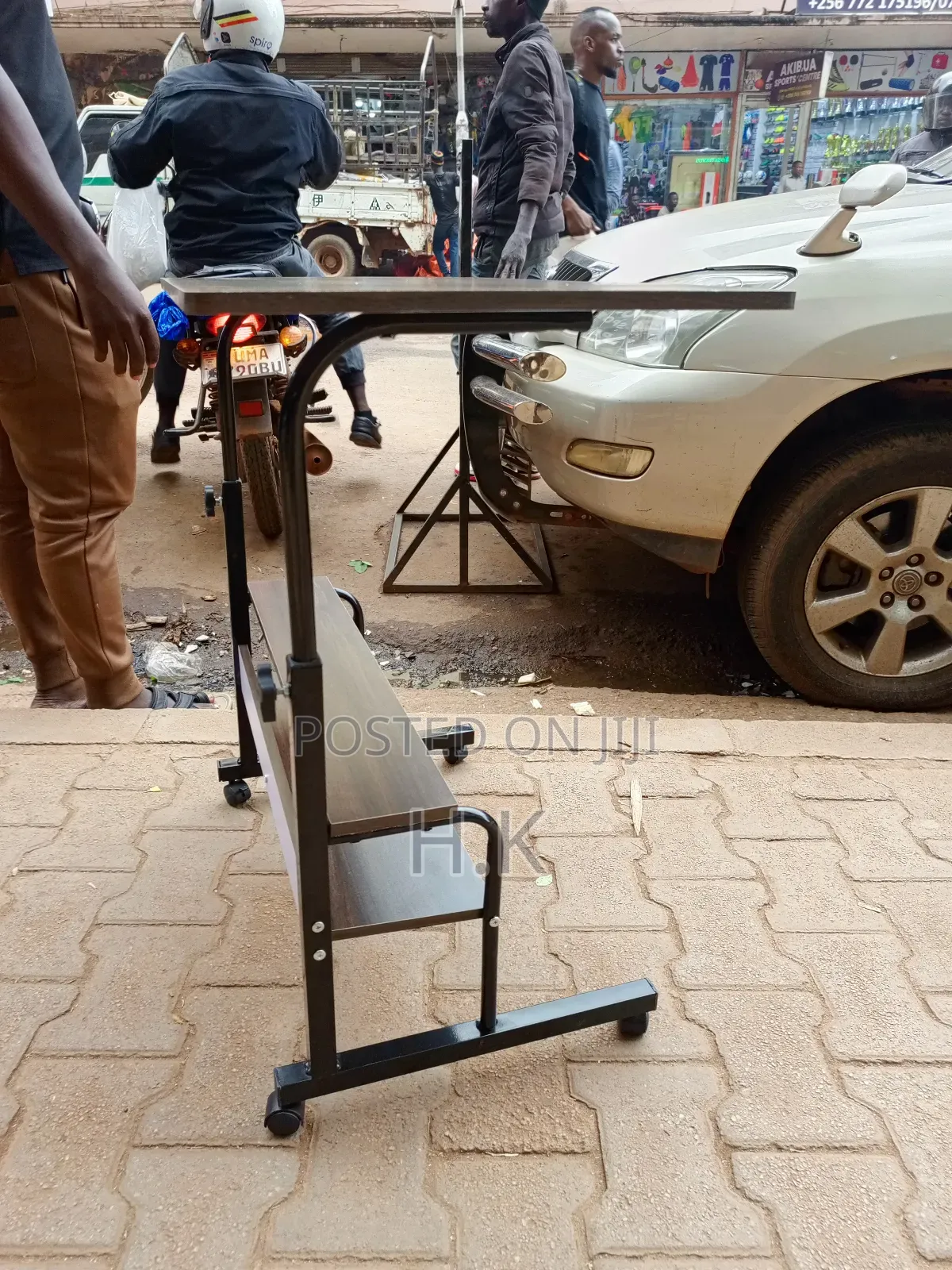 Adjustable, Mobile Laptop Table With Shelves