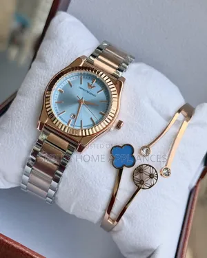Top Notch Emporio Armani Women's Rose Gold Silver Strapped Wrist Watch