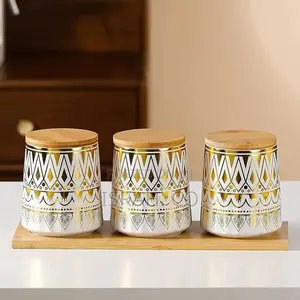 Ceramic Jars for Kitchen Tea Sugar Coffee Cereal Storage Canisters