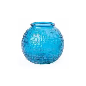 Round Orange Textured Vase Glass Bubble Bowl