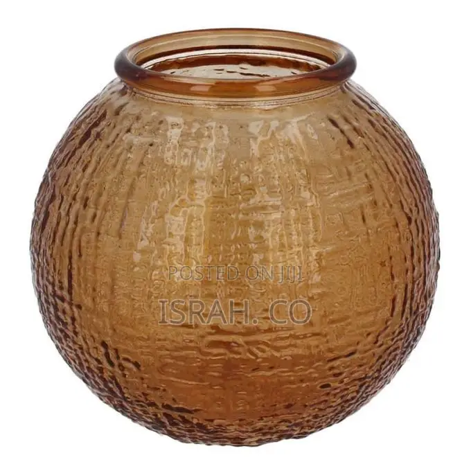 Round Orange Textured Vase Glass Bubble Bowl
