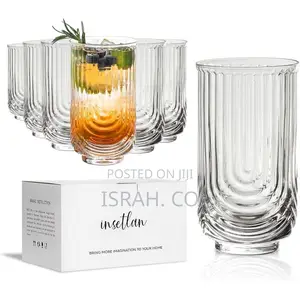 Set of 6 Juice Water Drinking Glasses, Arch Design Cocktail