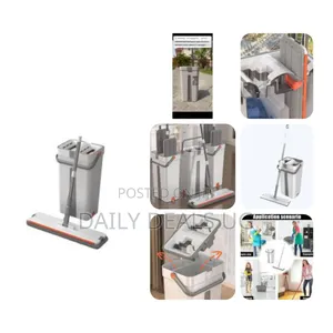 Hands-Free Microfiber Flat Mop With Bucket Floor Mop
